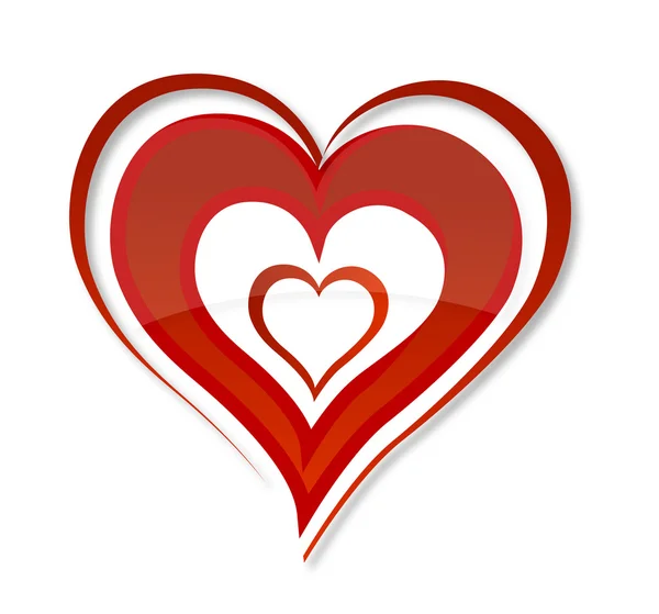Abstrait romantique tourbillon coeur rouge couleur — Image vectorielle