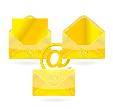 Web mesaj sembol altın renk kümesi