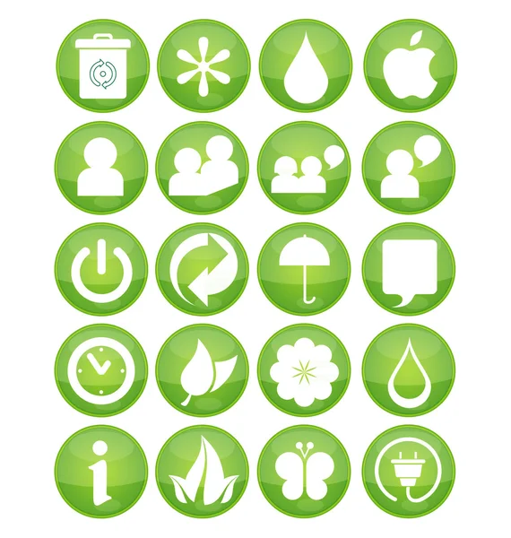 Nature eco symbola set green color — Stock Vector