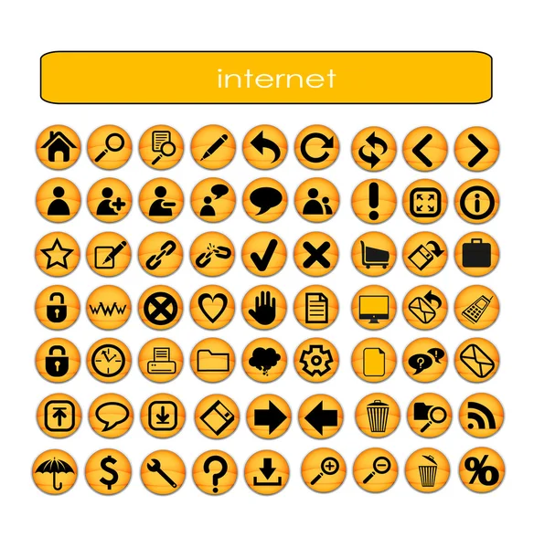 Web symbolen instellen oranje kleur — Stockvector