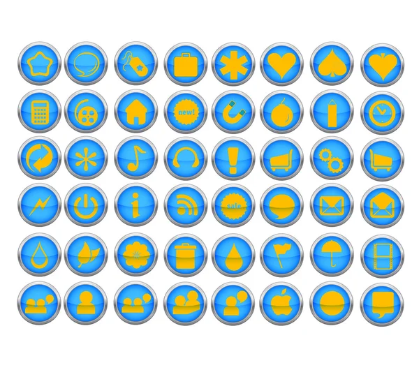 Simboli astratti web impostare il colore blu — Vettoriale Stock