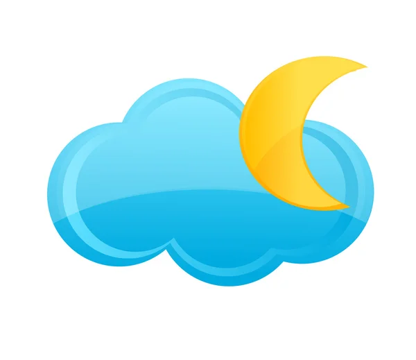Cloud and moon sign — Stock Vector