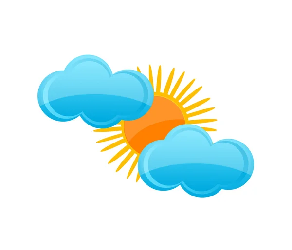 Weather yellow sun and blue cloud symbol — Stock Vector