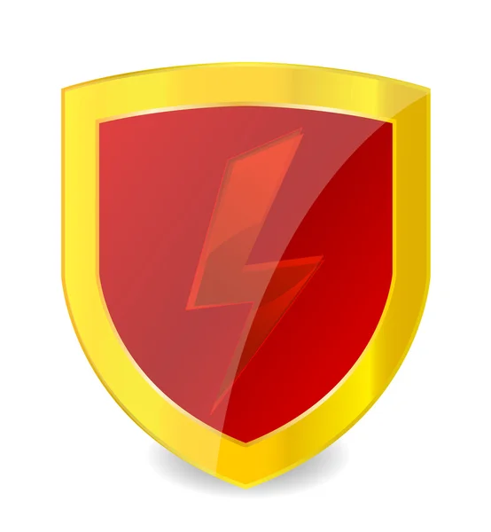 Röd makt symbol på guld emblem — Stock vektor