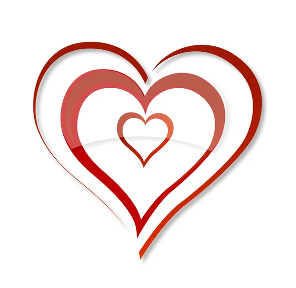 Abstraktní víření láska srdce symbolu červená barva — Stockový vektor