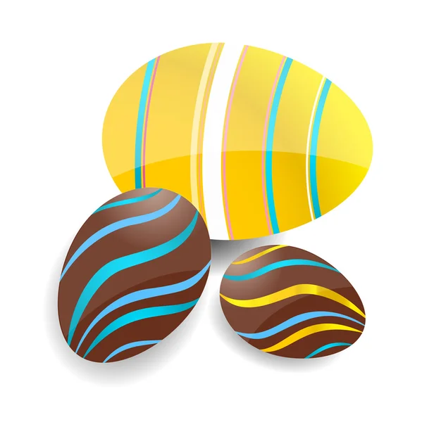 Conjunto de huevos de Pascua coloreados y remolinos — Archivo Imágenes Vectoriales