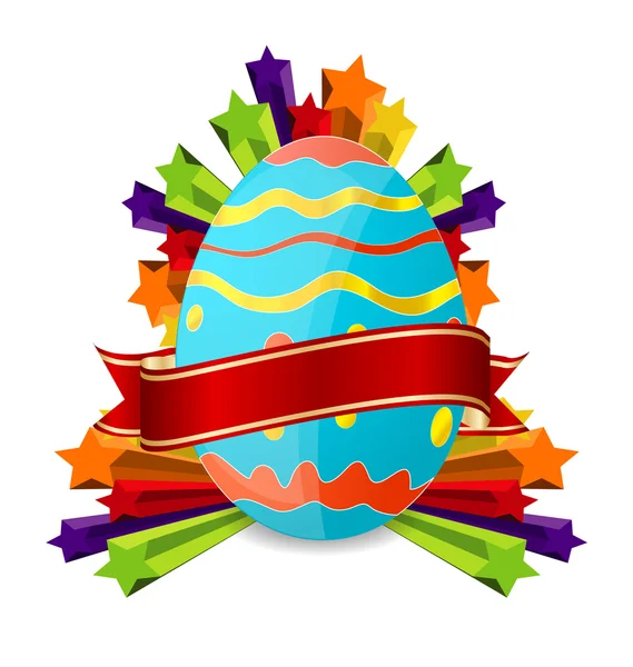 Mavi Paskalya yumurtası ve renkli yıldız — Stok Vektör