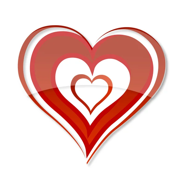 Swirl valentines hart teken rode kleur — Stockvector