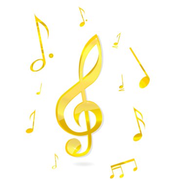Abstract music key sign gold color clipart