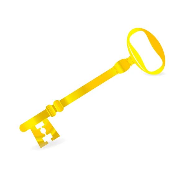 Zlatý symbol klíče na bílé — Stockový vektor