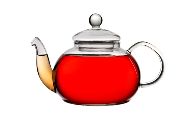 stock image Teapot with black tea on a white background