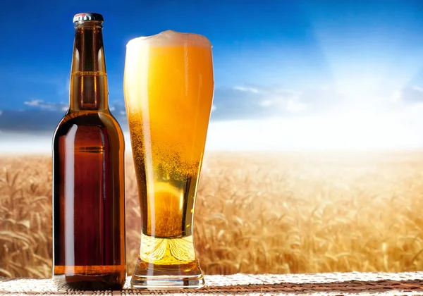 Beer in a landscape — Stock Photo, Image