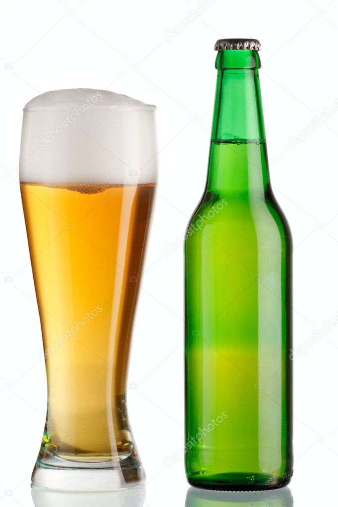 Goblet and bottle of beer