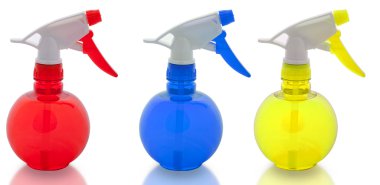 Set of blank spray bottles isolated on white background clipart