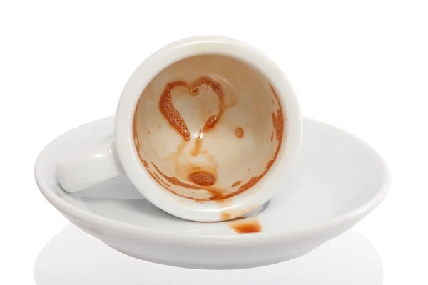 Café derramado com coração — Fotografia de Stock