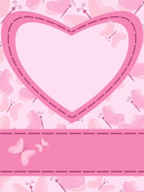 Card with heart and butterflies clipart
