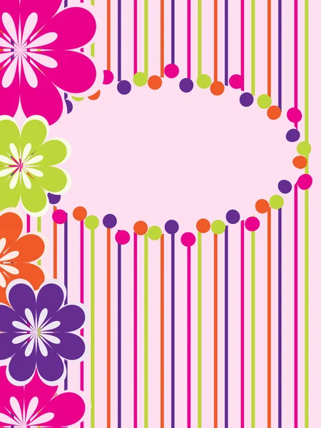 Çiçekler ve şeritler tebrik kartı — Stok Vektör
