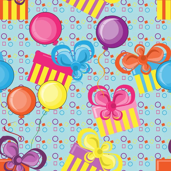 Abstract pattern with gifts and balloons — Stock Vector