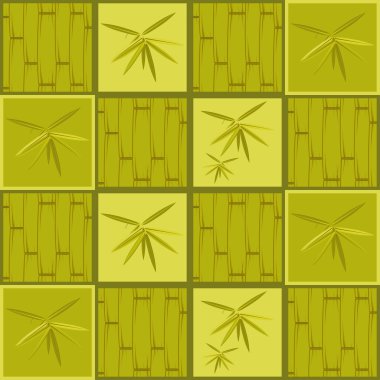 Seamless pattern with bamboo on green background clipart
