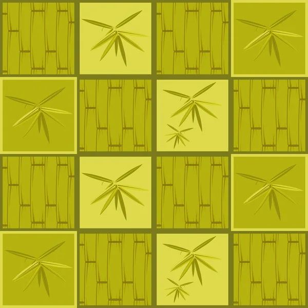 Motif sans couture avec bambou sur fond vert — Image vectorielle