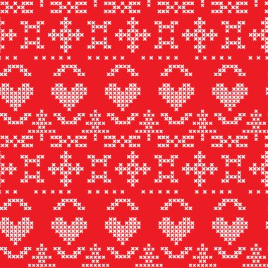 Folklore seamless pattern on red background clipart