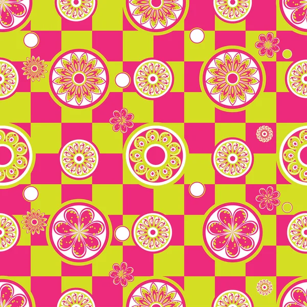 Abstracte naadloze patroon met bloemen en cirkels — Stockvector