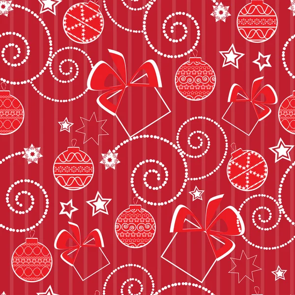 Christmas pattern with balls and presents — Stock Vector