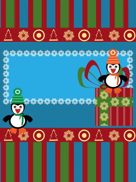 Рождественская открытка со смешными пингвинами — стоковый вектор