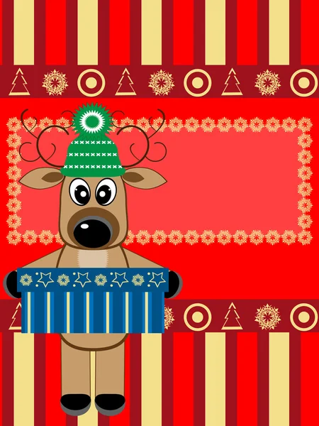 Cartão de felicitações de Natal com veados —  Vetores de Stock