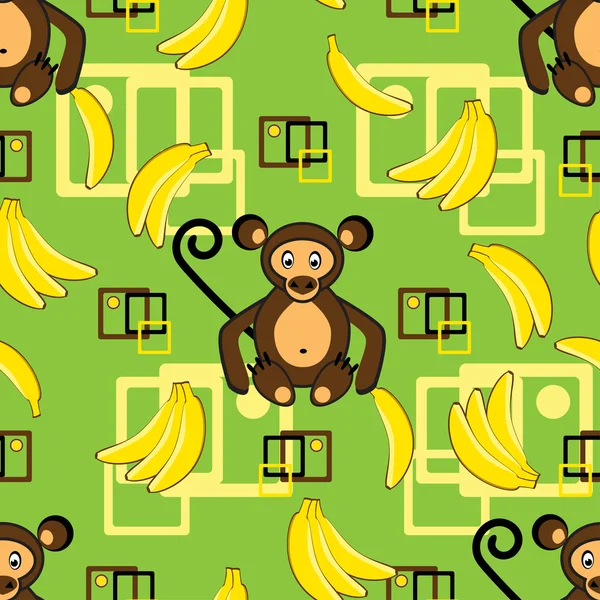 Fondo abstracto con mono y plátano — Vector de stock