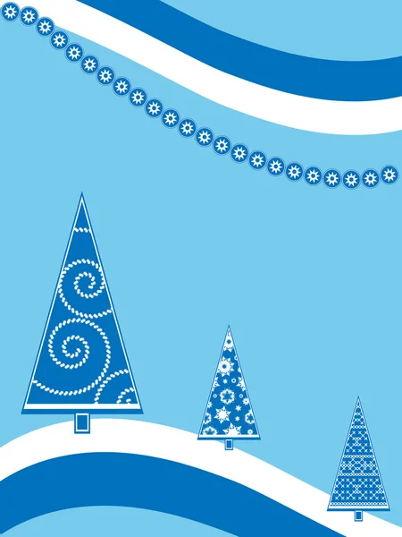 ツリーをクリスマスと新年のカード — ストックベクタ
