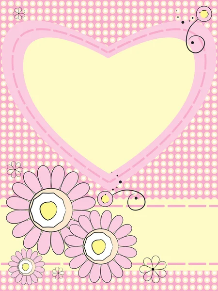Çiçek ve kalp tebrik kartı — Stok Vektör