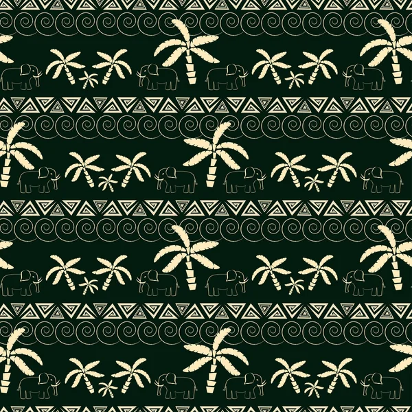 Fond abstrait avec éléphant et palmier — Image vectorielle