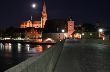 Regensburg at night clipart