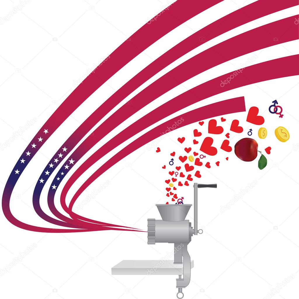 Meat grinder produce USA flag