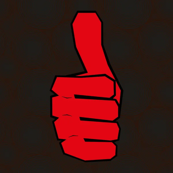 Rote Hand mit erhobenem Daumen — Stockvektor
