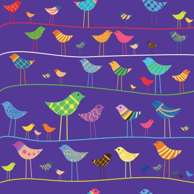 Vector funny bird. Seamless pattern. clipart