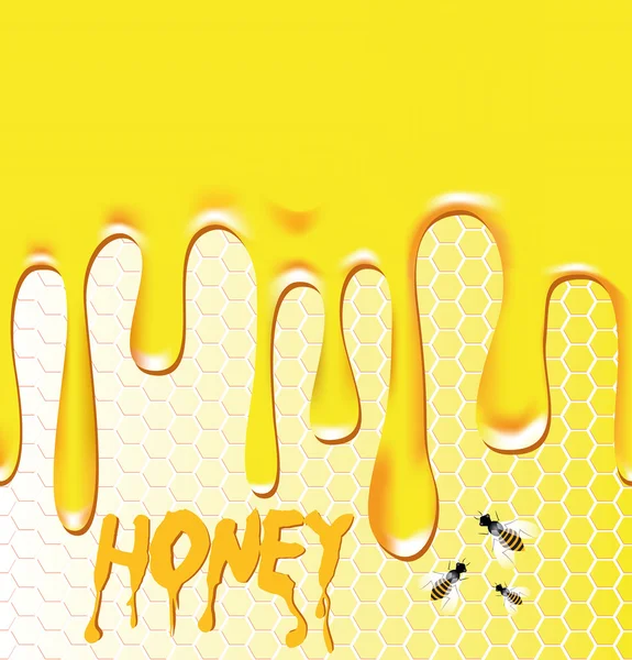 Fundo de mel com favo de mel, abelha, cera . —  Vetores de Stock