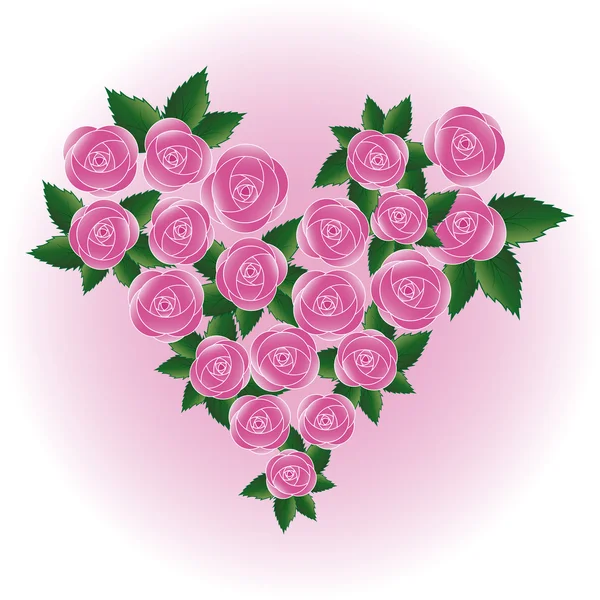 Rózsa rózsaszín vektor szív — Stock Vector
