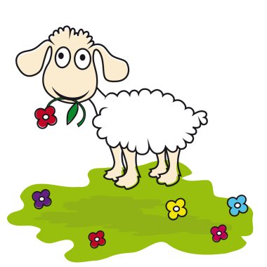 Cartoon sheep, vector lamb clipart