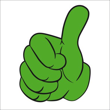 Hand gesture with thumb up.