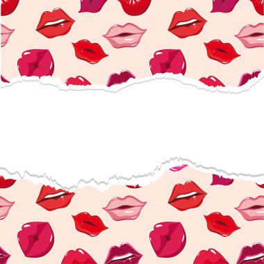 Torn seamless pattern, print of lips. clipart