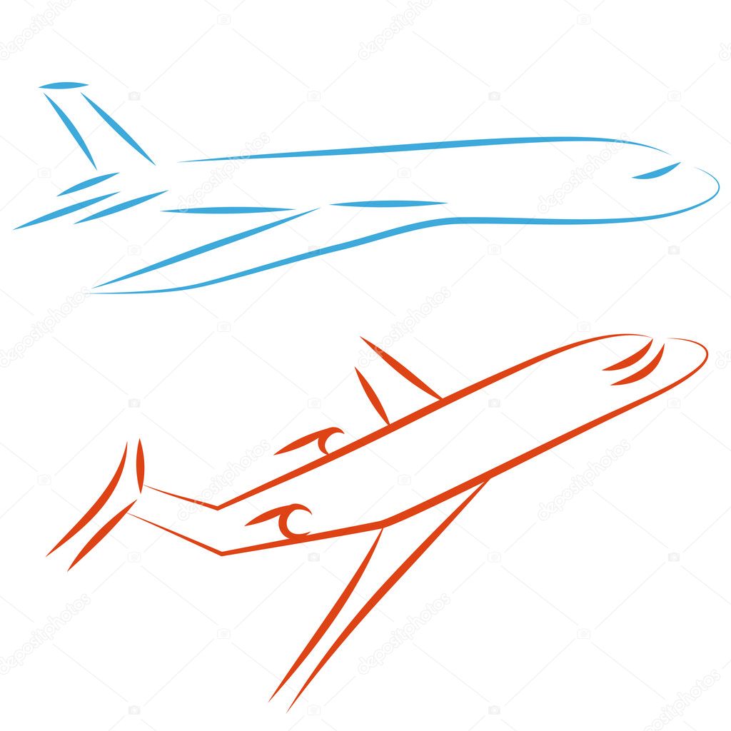 Flying airplane, vector illustration.