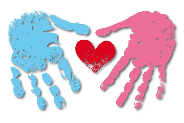 Impression de la main de couple homme et femme — Image vectorielle