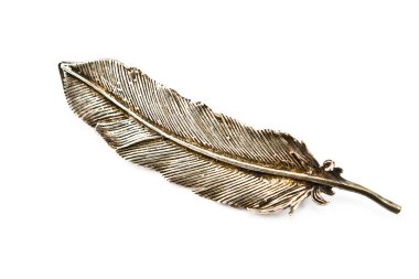 Old silver feather brooch clipart