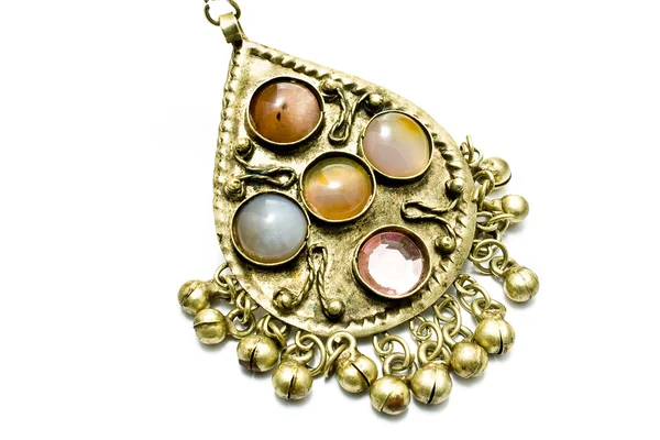 Antique necklace pendant with gems — Stock Photo, Image