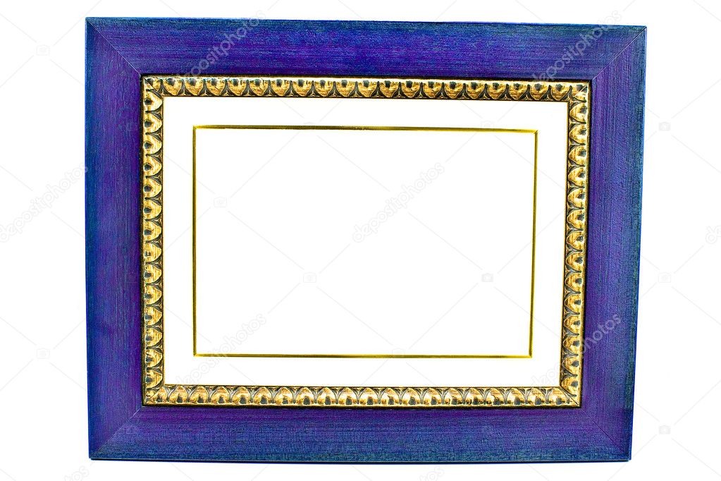 Empty Blue Wooden Picture Frame