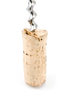 Wine cork with corkscrew clipart