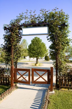 Green floral arch gate clipart