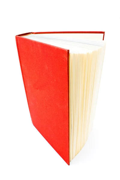 Libro aperto con copertina rigida rossa — Foto Stock